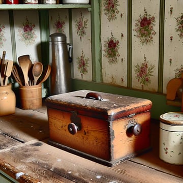 vintage brotkasten in der küche